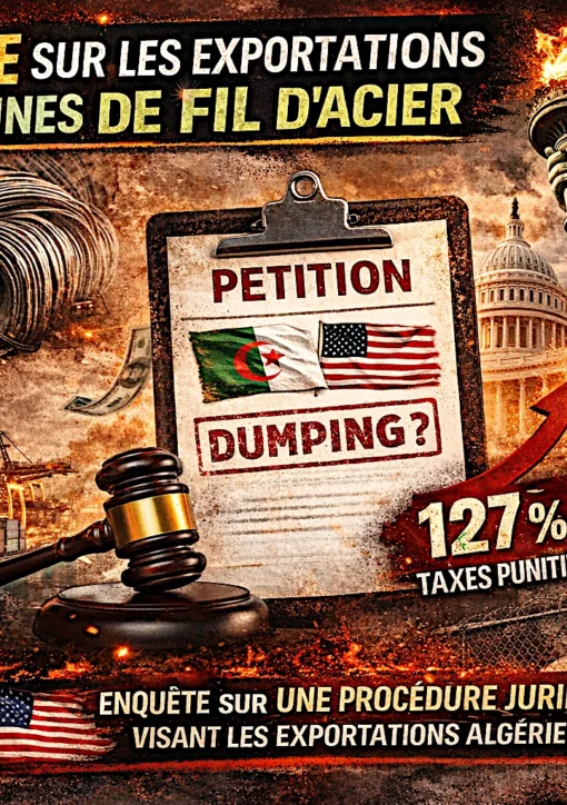 Une requête déposée en vue de l’imposition de droits compensateurs sur les importations de fil machine en acier au carbone et en acier allié en provenance d’Algérie.