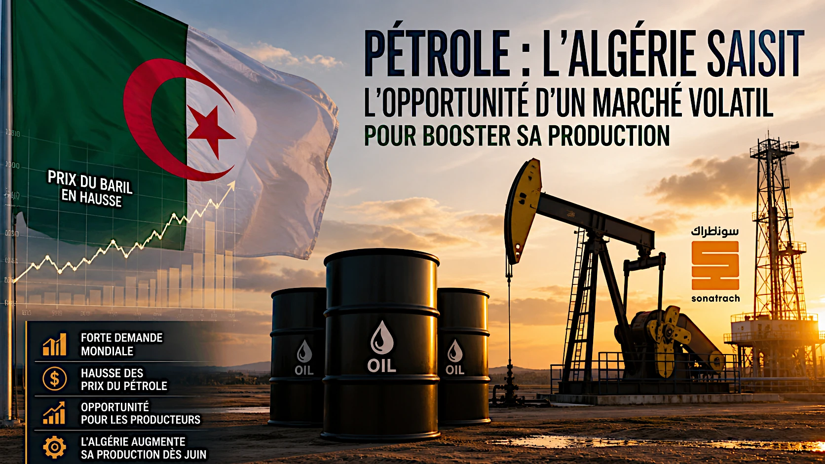 L'Algérie prévoit une augmentation de sa production pétrolière en juin 2026, dans le contexte de guerre au Moyen-Orient