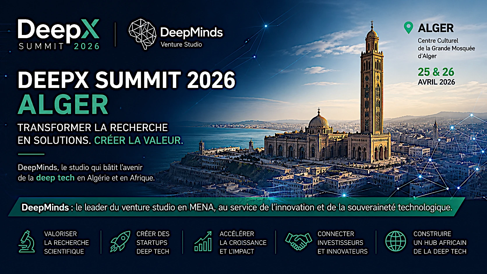 Le studio de capital-risque MENA DeepMinds lance le DeepX Summit à Alger pour commercialiser la recherche en technologies de pointe