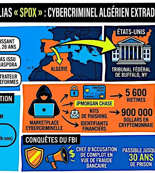 Le monde de la cybercriminalité vient de subir un nouveau coup de filet avec l'extradition récente vers les États-Unis d'un ressortissant algérien. Il s'agit d'Abdellah Belmilli