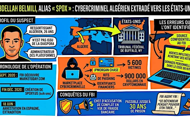 Le monde de la cybercriminalité vient de subir un nouveau coup de filet avec l'extradition récente vers les États-Unis d'un ressortissant algérien. Il s'agit d'Abdellah Belmilli