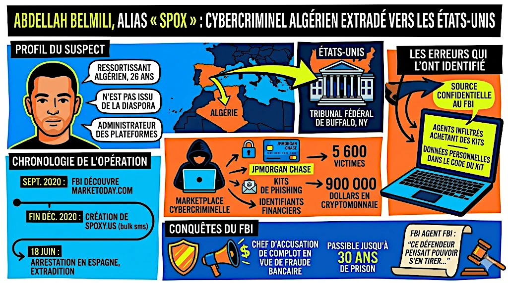 Le monde de la cybercriminalité vient de subir un nouveau coup de filet avec l'extradition récente vers les États-Unis d'un ressortissant algérien. Il s'agit d'Abdellah Belmilli